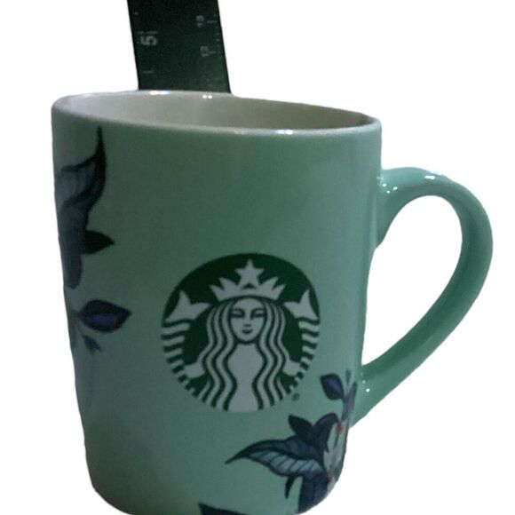 Starbucks 10oz Mug 2021 Mint Green Ceramic Coffee Cup Leaf Plant Design - Picture 5 of 7